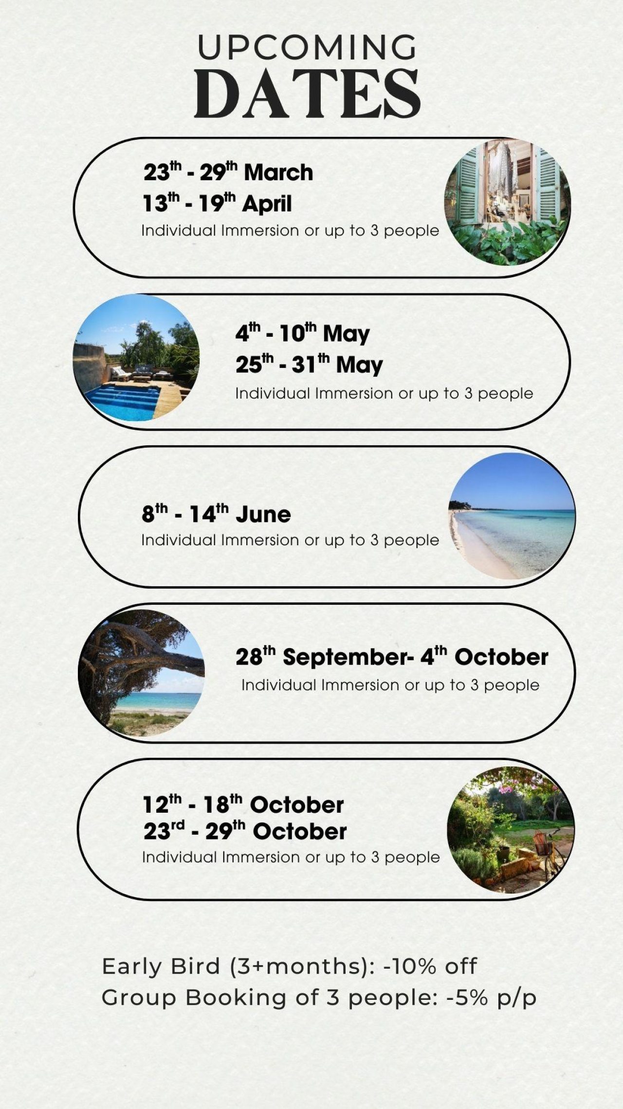 Dates vivirenespañol SLM immersion